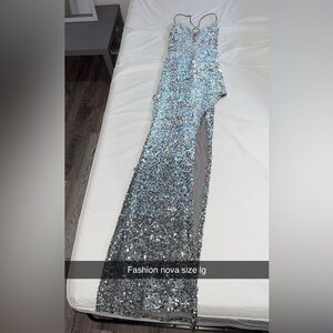 Silver Sequin Ombre Maxi dress
